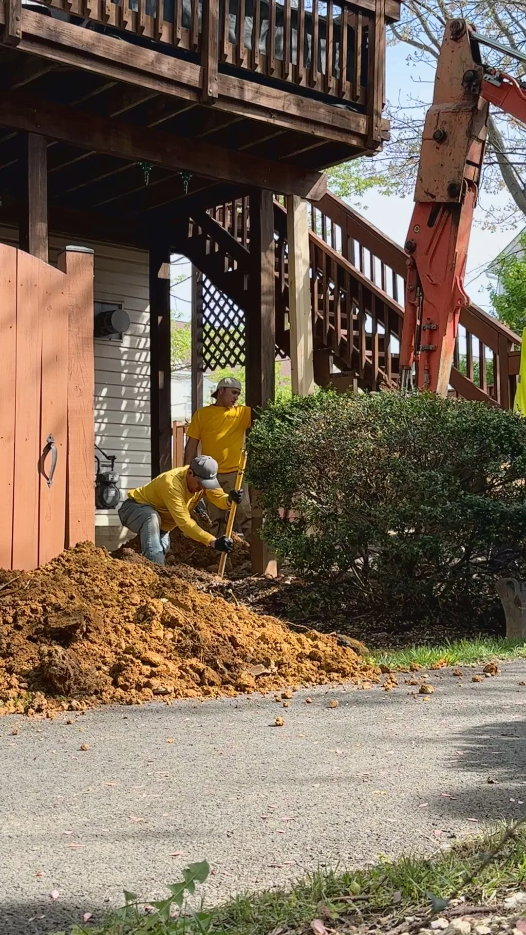 Crew excavating for a sewer line repair