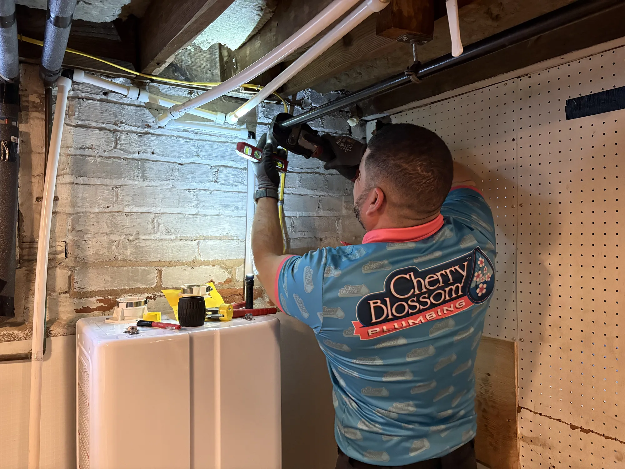Technician Extending Gas Line (2)
