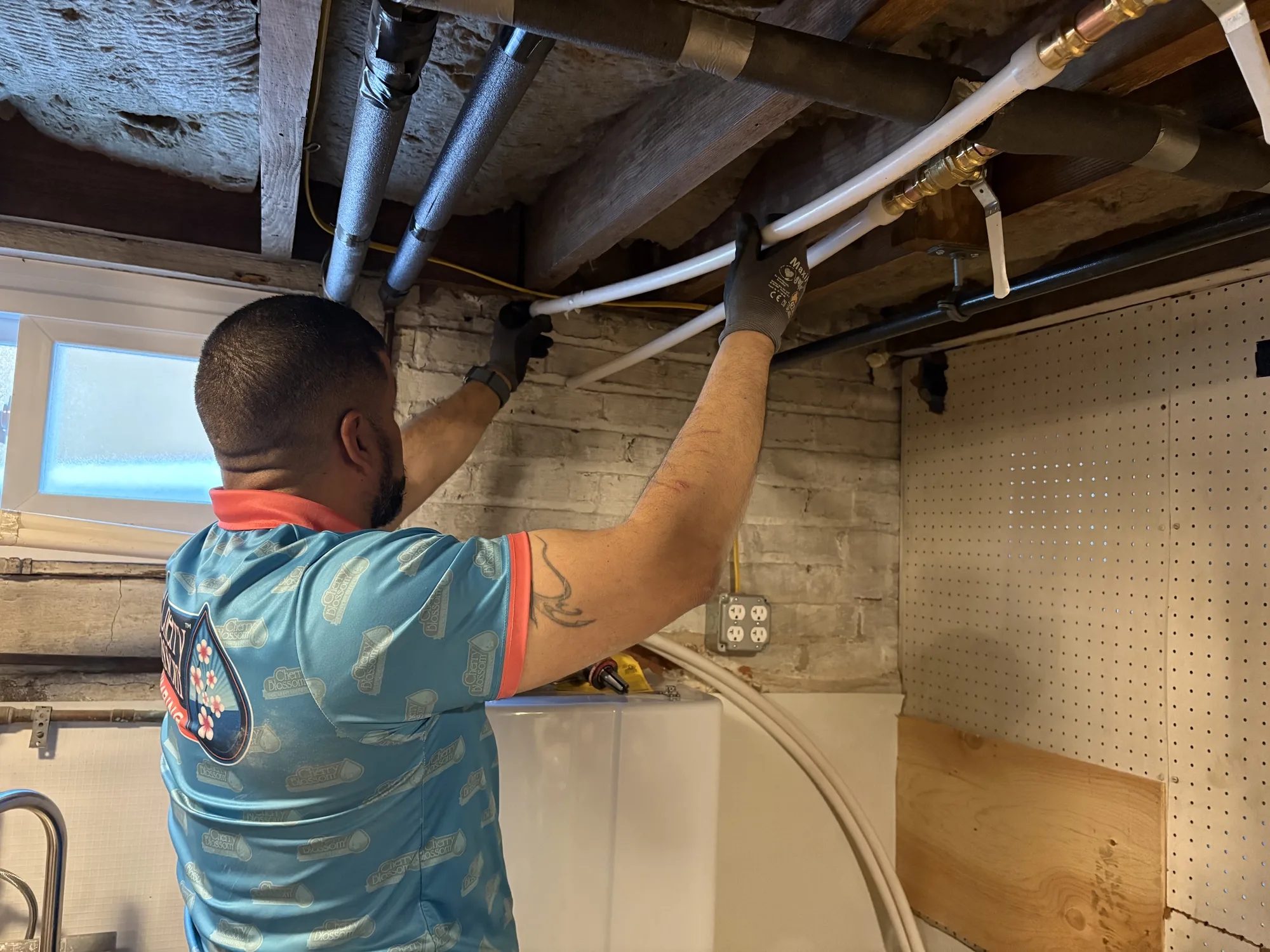 Technician Extending Water Line (2)