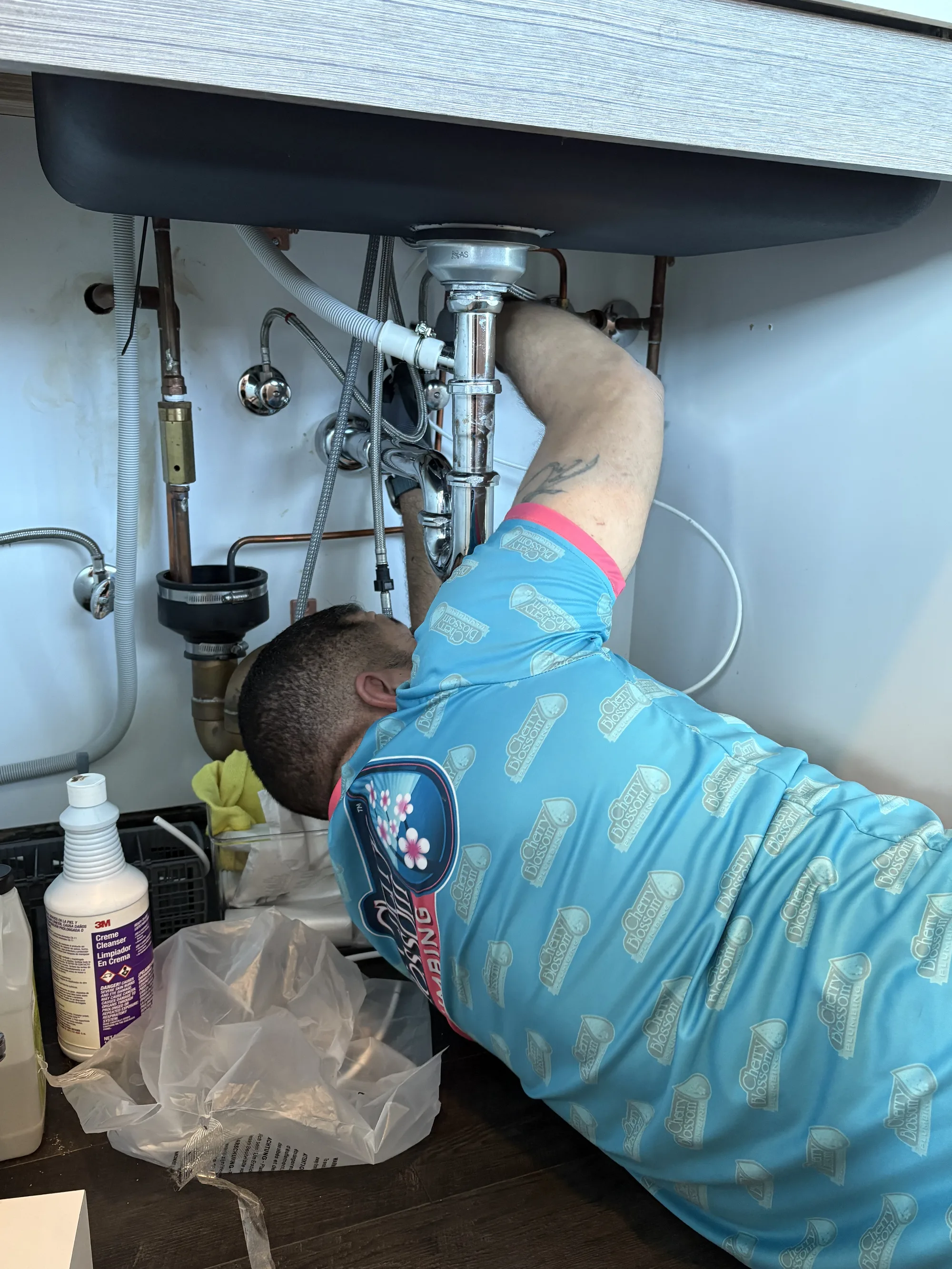 Technician Fixing Sink