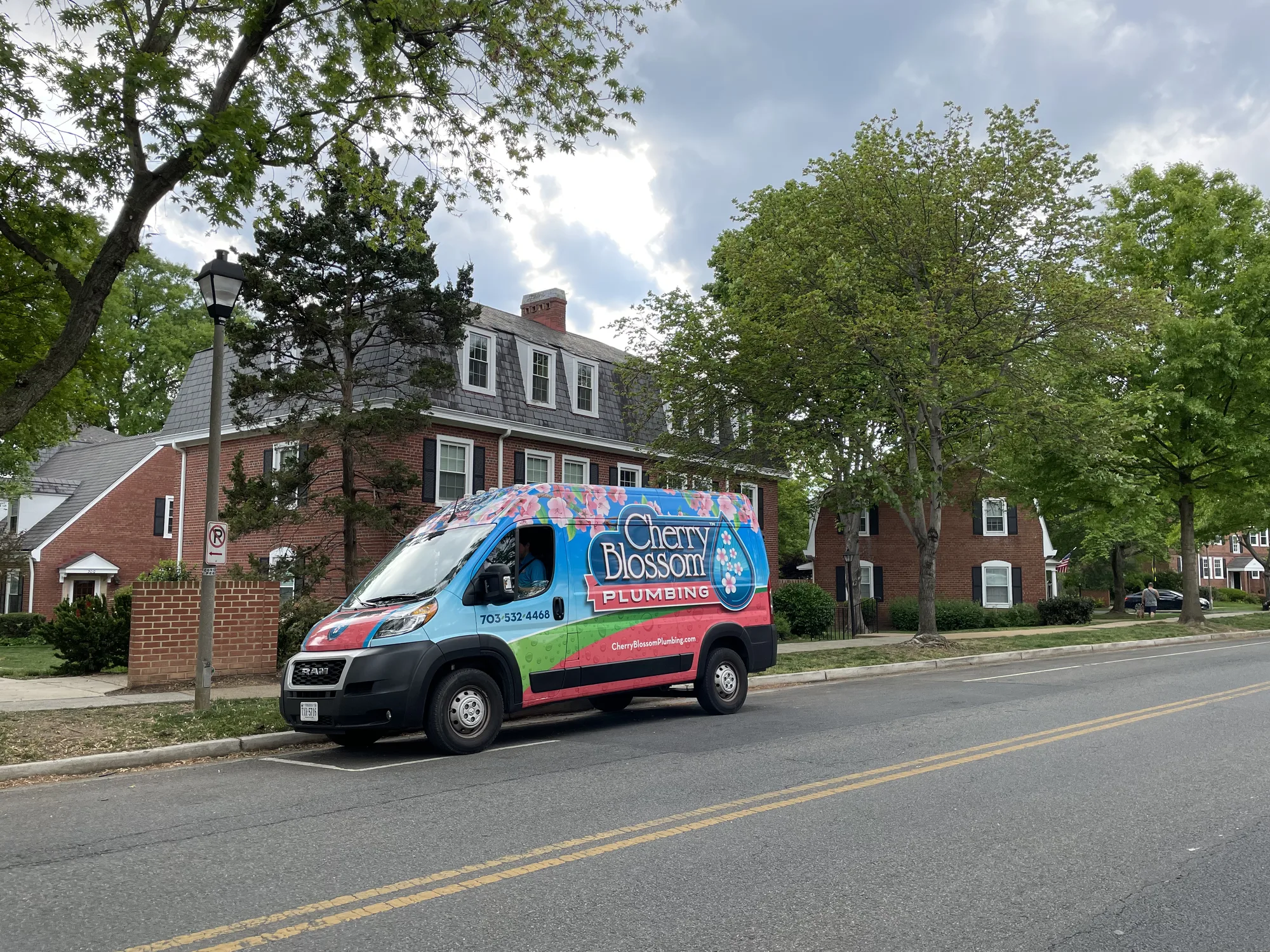 Service van parked on a residential street